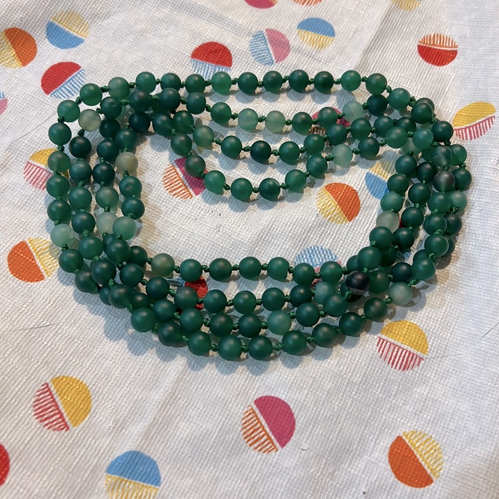 Green glass bead necklace